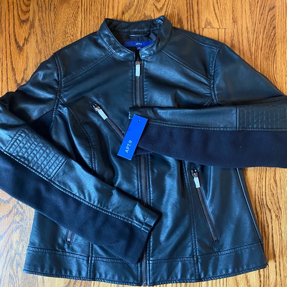 Faux leather moto jacket